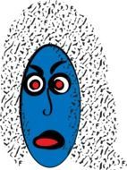 cartoon blue woman face with open mouth