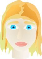 face of a blonde with blue eyes drawing