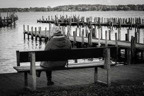 woman relaxing on the pier