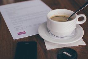 espresso cup on the office table