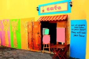 Colorful cafe facade