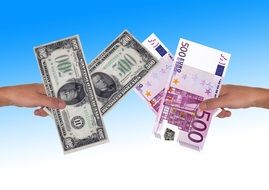 financial world euro dollar hand keep