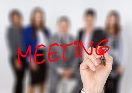 Clipart of meeting sign at the background of people