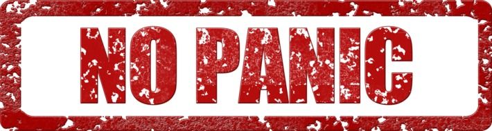 red stamp with text no panic