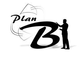 silhouette of a man against the backdrop of the word Plan B