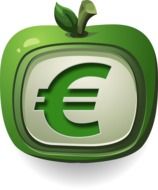 green apple icon with euro symbol