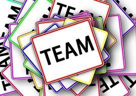 cards with the inscription team