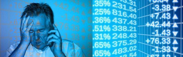 man in despair over financial performance
