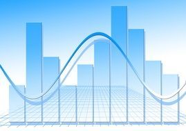 statistics on a blue graph