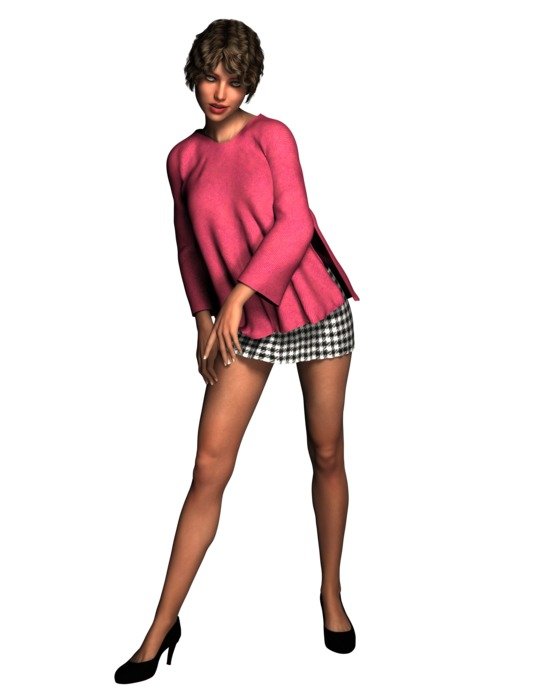3d of a beautiful woman with beautiful legs in a standing posture