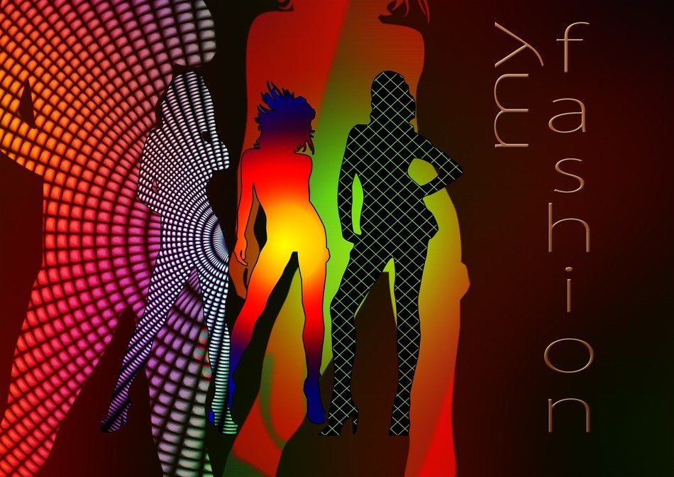 wallpaper with thin colorful silhouettes of women