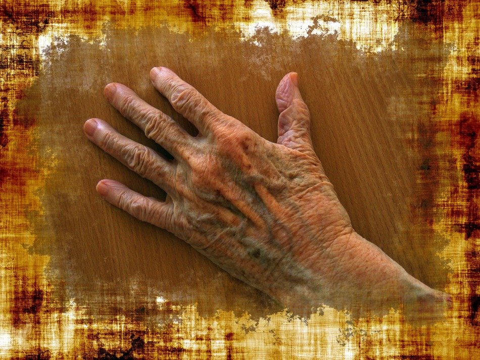 old hand on the surface