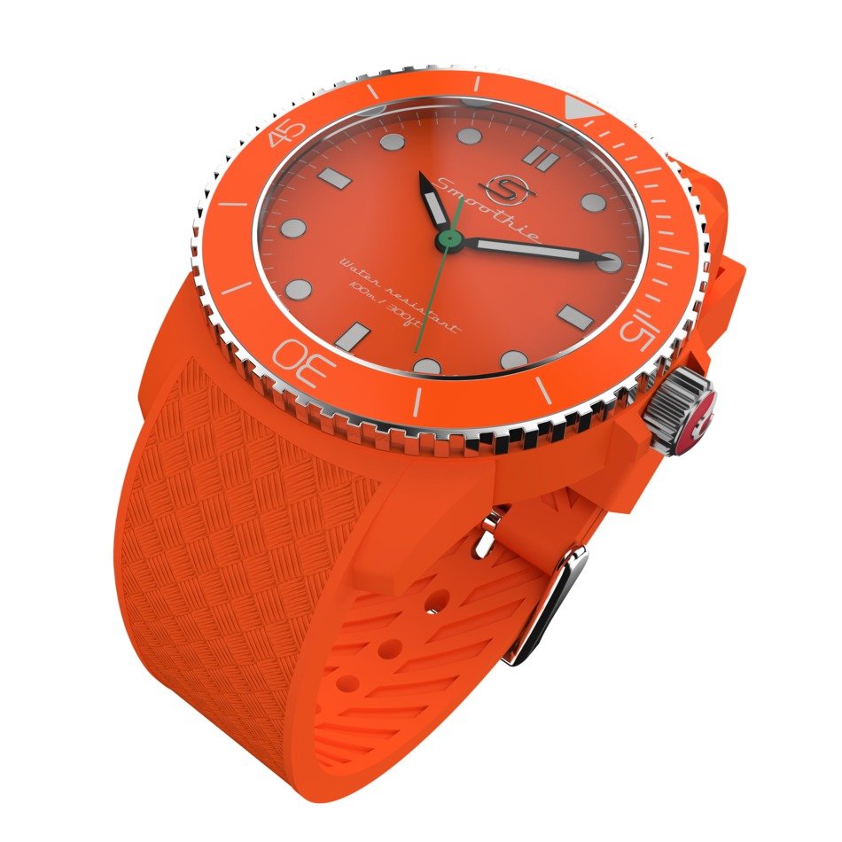 precise wristwatch with strap orange colored
