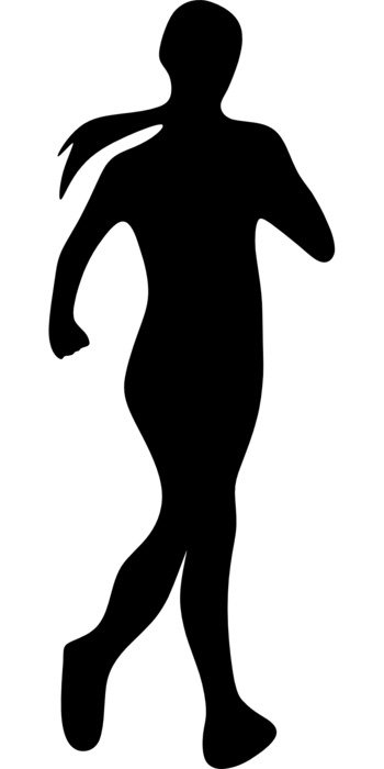 silhouette of running girl on white background