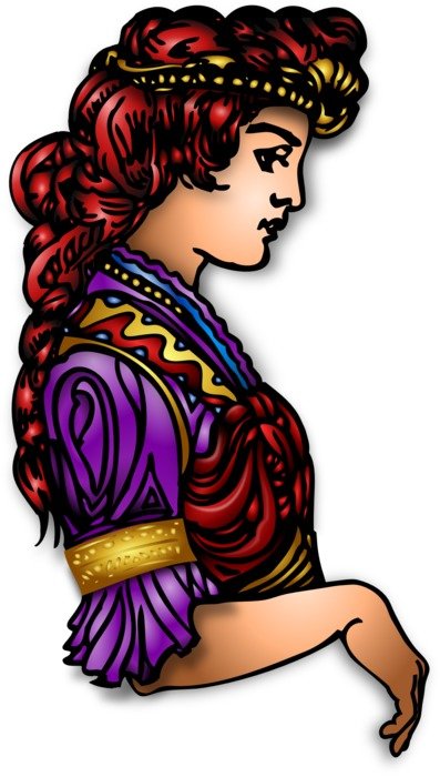 drawn female profile with hairstyle