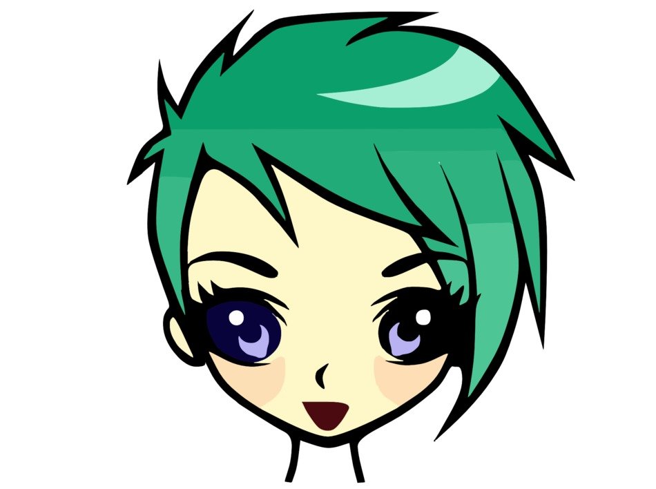 painted girl with short hair and green hair