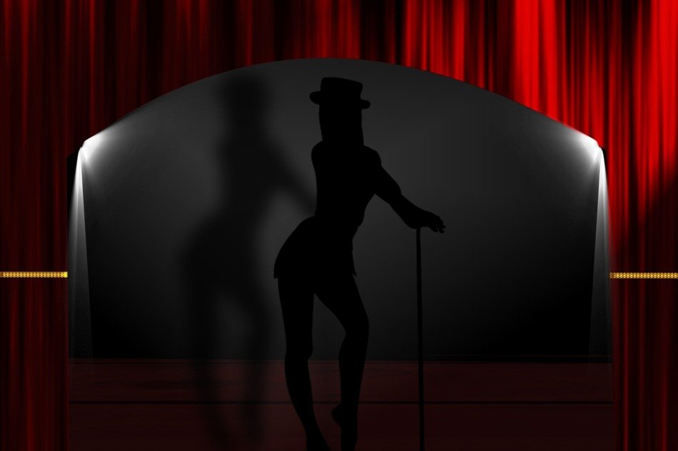 Woman silhouette on the stage