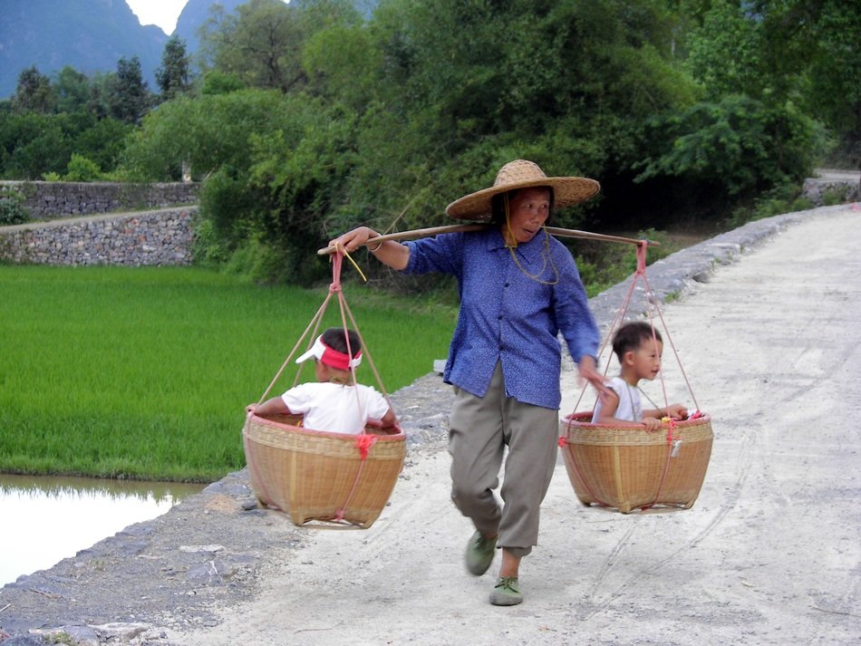 Woman with the children in China