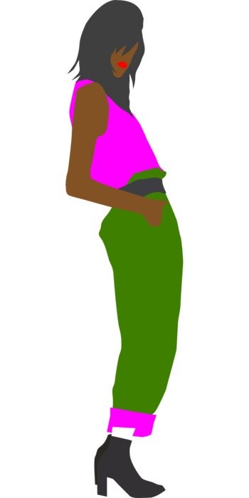 african-american woman on high-heels colorful sketch