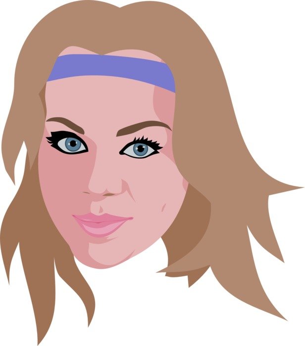 Cheerleader woman with the blue band on her head