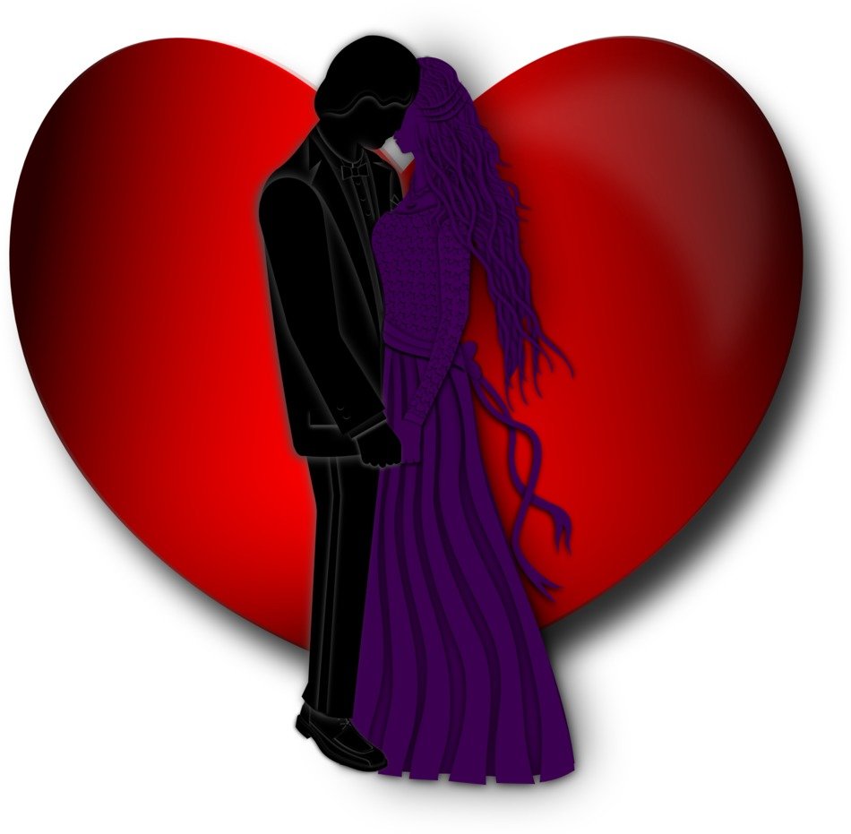 image of a woman and a man on the background of the heart