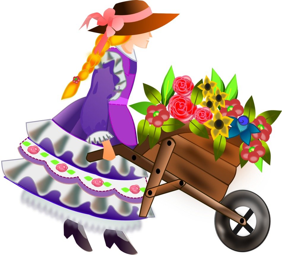 girl with flower cart drawing