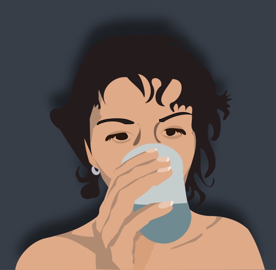graphic image of a woman with a glass of water