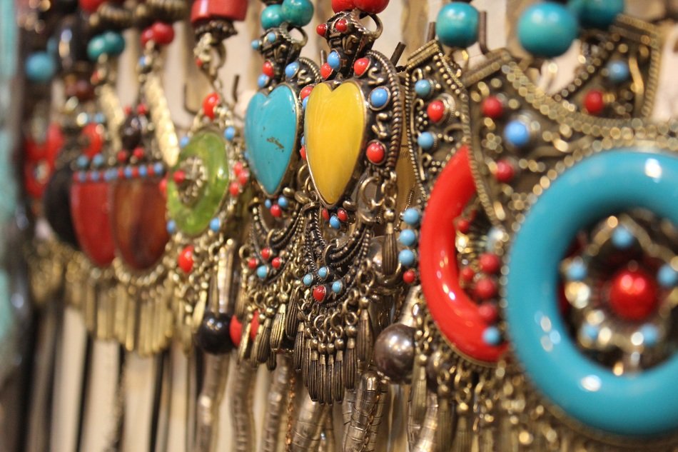 Closeup photo of fashion necklaces