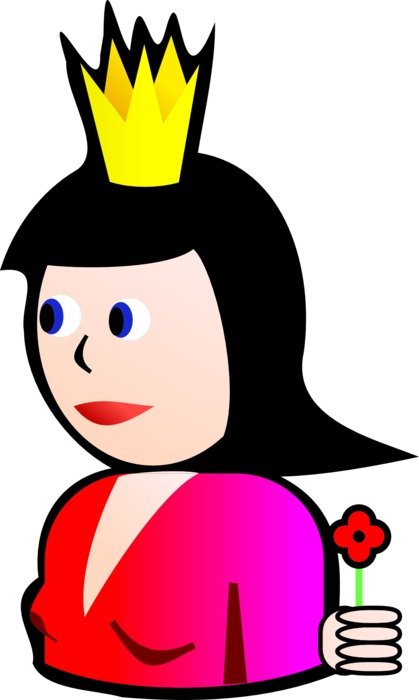 drawn queen with a red flower