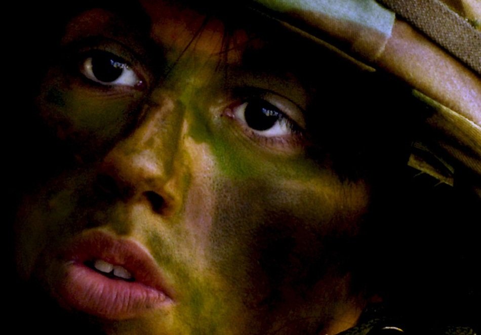 close up of soldier face