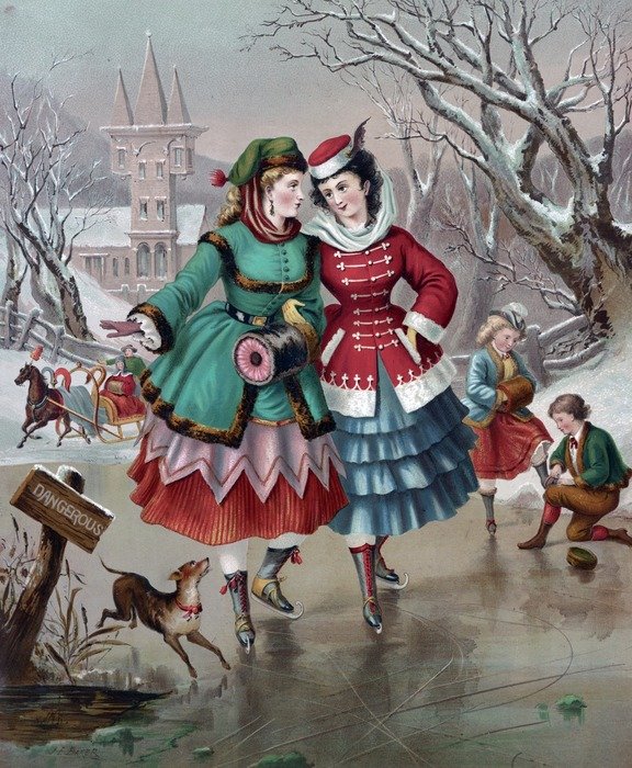 vintage picture of girls on ice