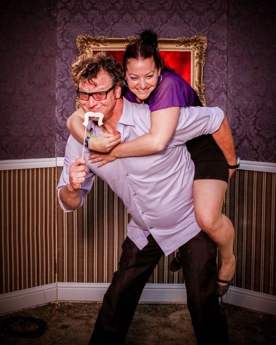 photo of the woman on the man's back