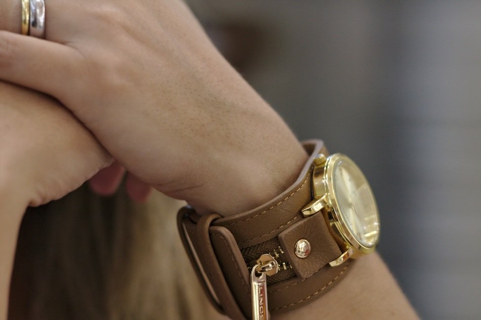clock on the hand of a woman