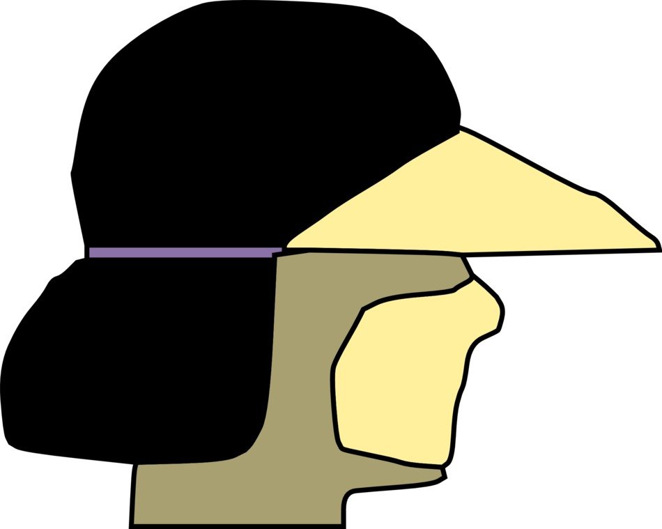 drawn female profile with visor