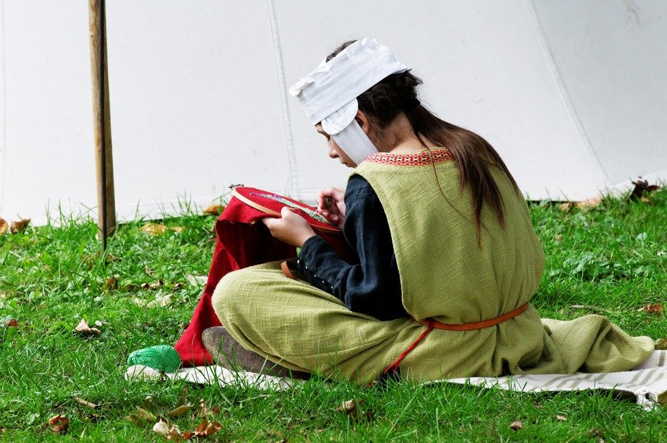 woman in national costume with embroidery