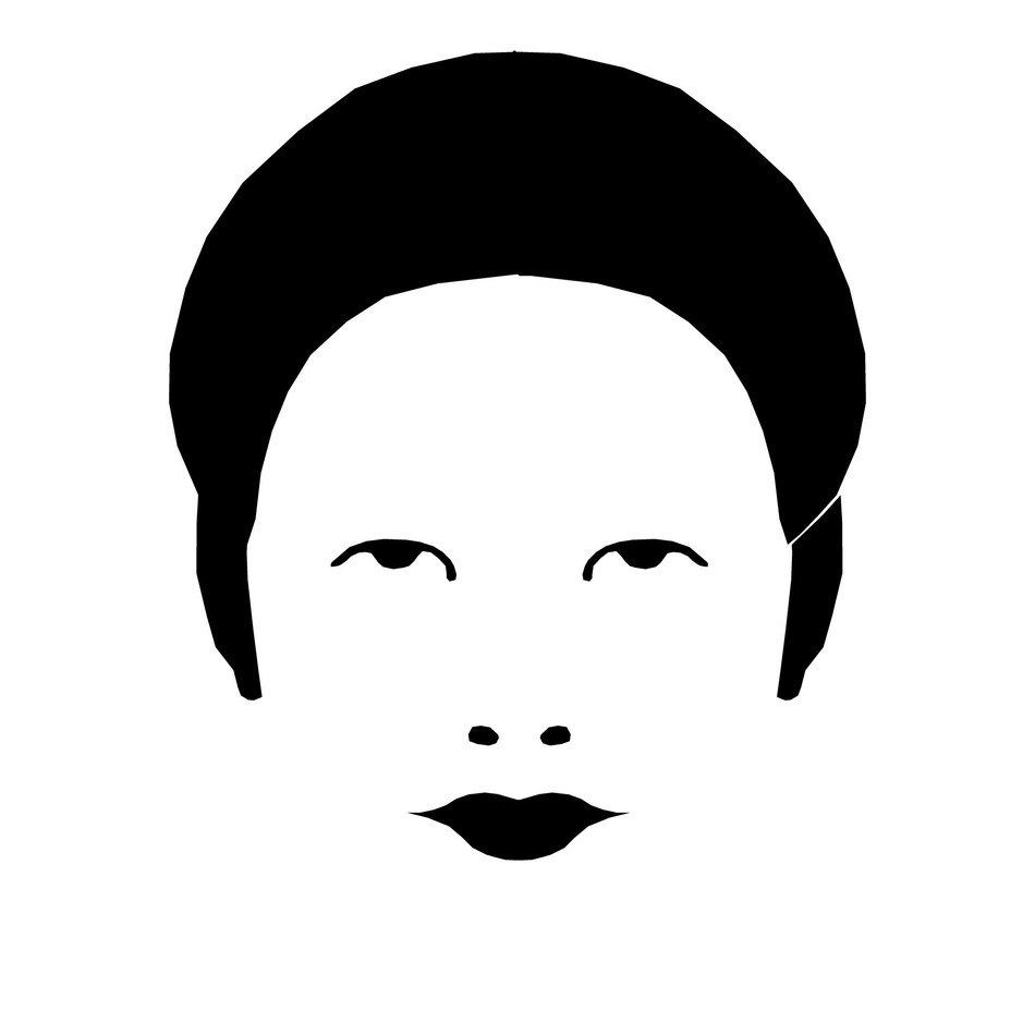 Drawing of a woman's head with facial features