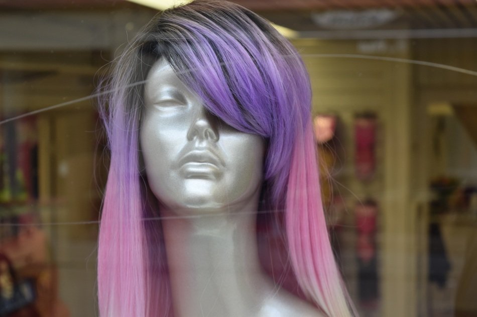 Purple Pink hair on manekin
