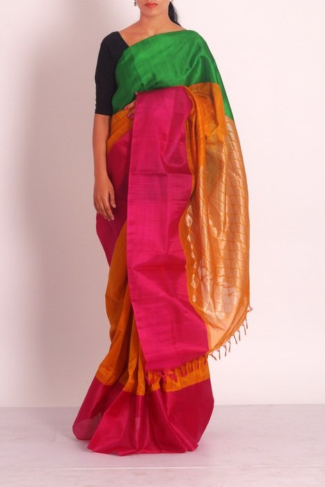 Bright multicolored silk saree for women