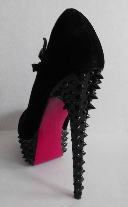black shoes with spiked heels
