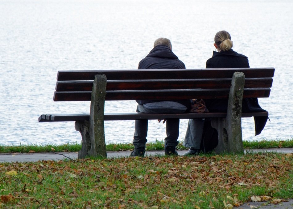 two on the bench by the water