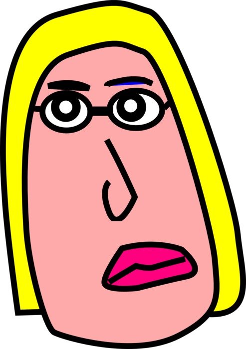 cartoon blonde sad woman head