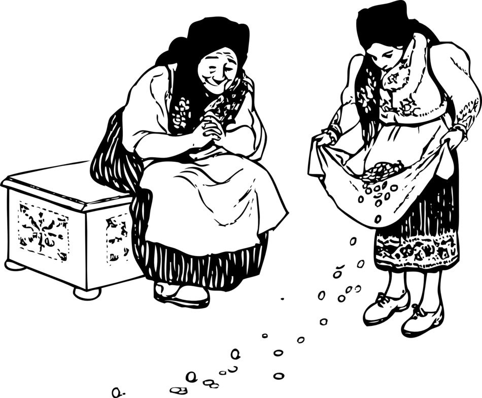 women near loose coins