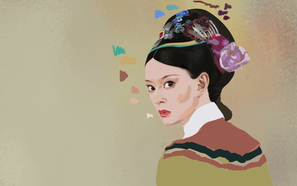 drawing of a beautiful asian woman