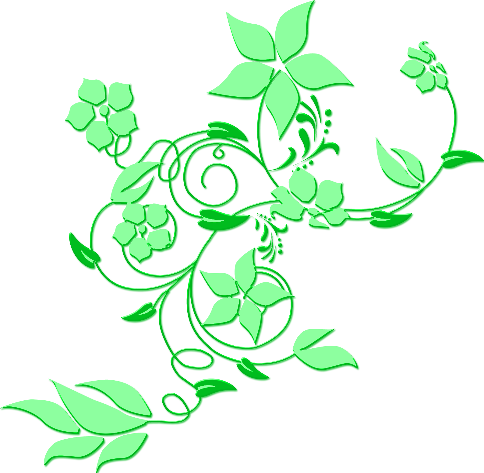 Vector green flowers drawing free image download