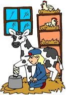 Cow and boy drawing