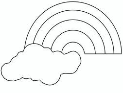 coloring page with rainbow and clouds
