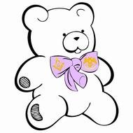 teddy bear with purple bow