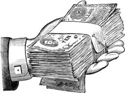 pack of us Money in hand, drawing