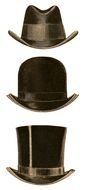 three Victorian Menâs Hats