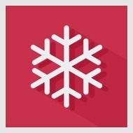 snowflake on a red square as a picture for clipart